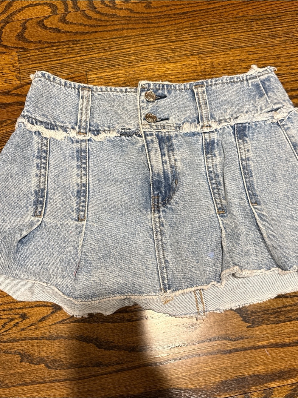 PacSun Light Wash Denim Mini Skirt-Style Shorts